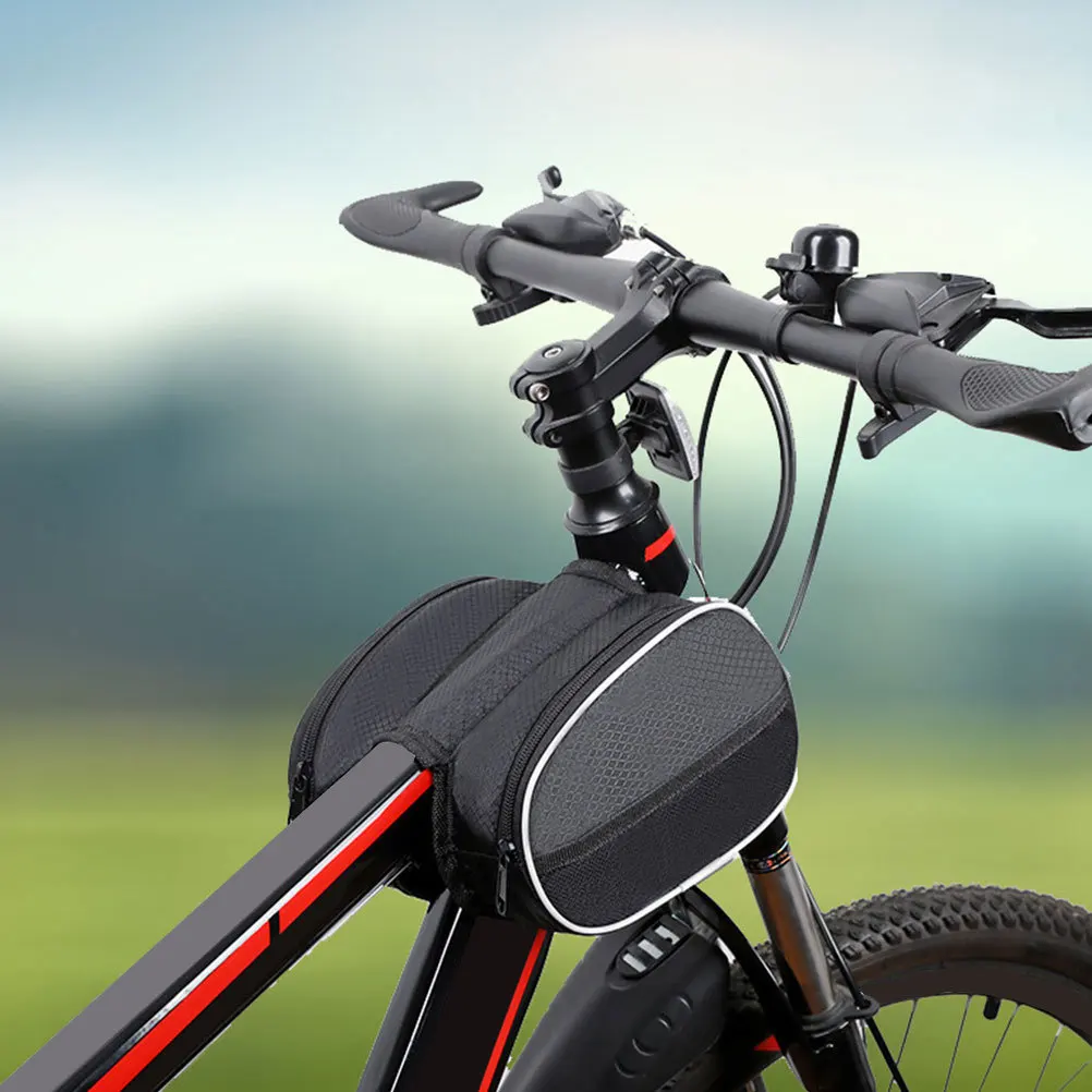 1 قطعة حقيبة إطار الدراجة الأمامية الدراجات حامل الهاتف الذكي مقاوم للماء المحمولة دراجة الحقيبة للهاتف محفظة مفاتيح أدوات في الهواء الطلق