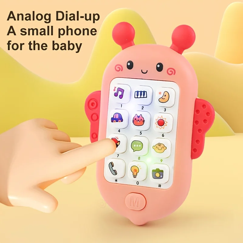 Giocattolo per l'apprendimento del telefono Bee Music: telefono con musica, storie, numeri, animali e modalità simile alla torcia, alimentato a batteria (non incluso)