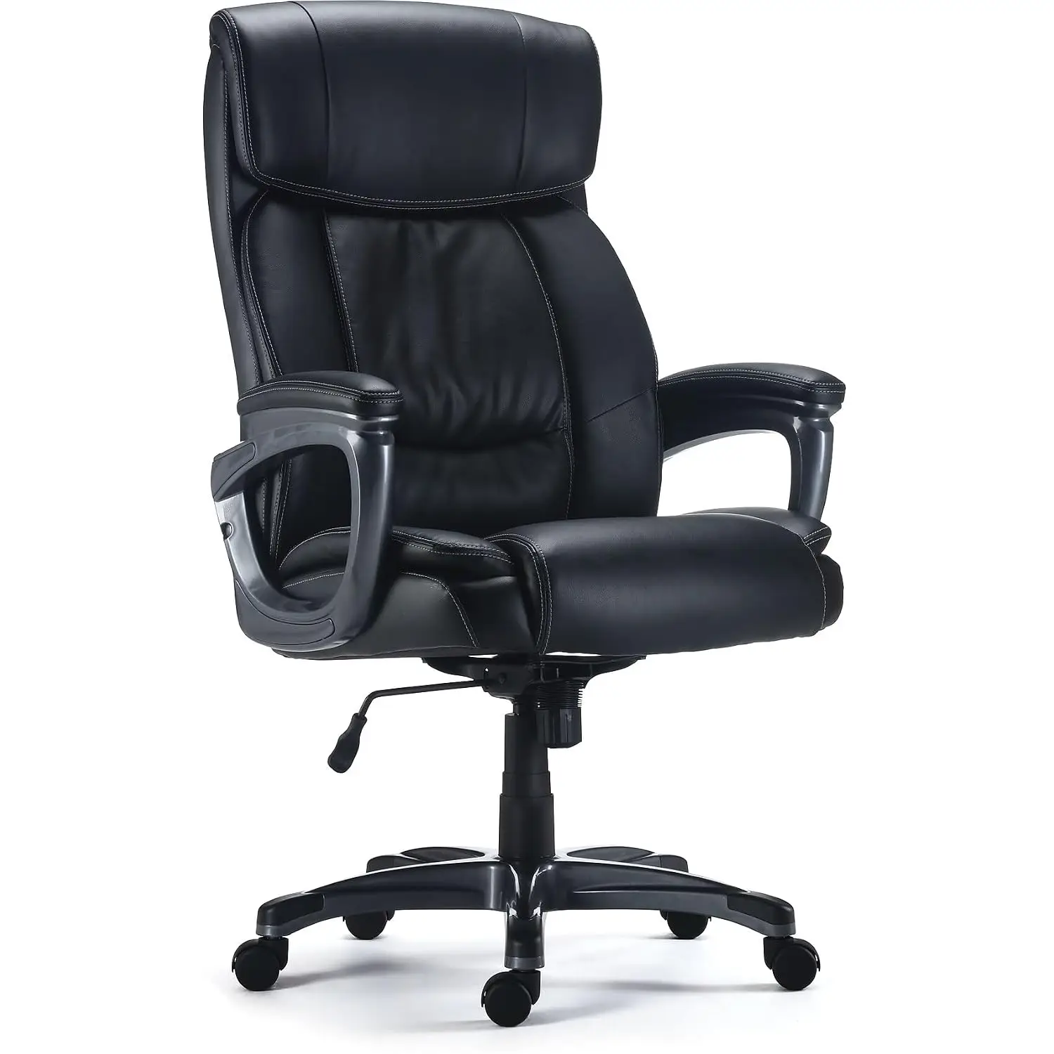 Big & Tall Bonded Leather Office Chair, Adjustable Ergonomic Manager Seat, Black, Customized
