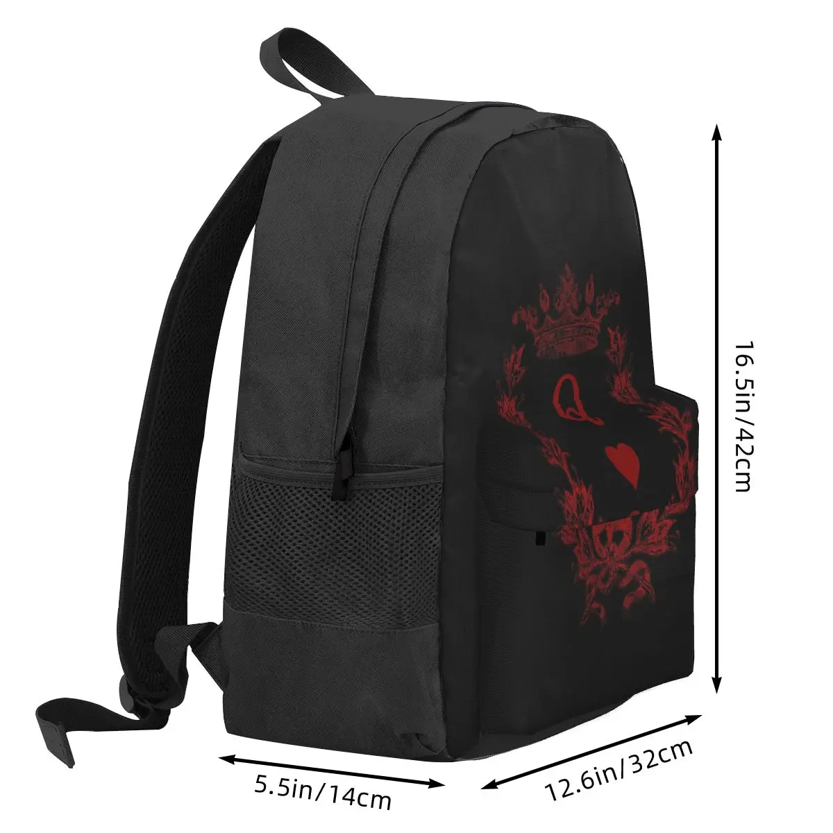 Queen Of Hearts Backpack Student BookBag Children School Bag Laptop Shoulder Bags for Men Women
