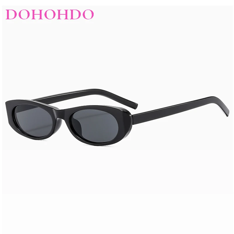 DOBathroom HDO-Lunettes de soleil chimovales noires pour hommes et femmes, monture étroite, nuances rectangulaires, petites lunettes, lunettes de soleil pour hommes, UV400