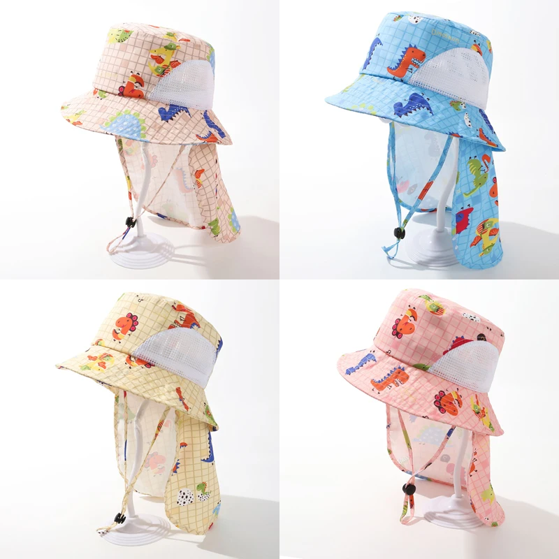 

Baby Summer Hat with Shawl Quick-dry Kids Bucket Hat for Girls Boys Neck Protection Beach Children Panama Cap Kids Sun Hats 2-7Y