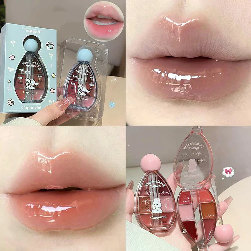 Cappuvini Sei colori Acqua Luce Lucidalabbra Idratante Facile da colorare Smalto labbra Trucco Rossetto Effetto trucco duraturo