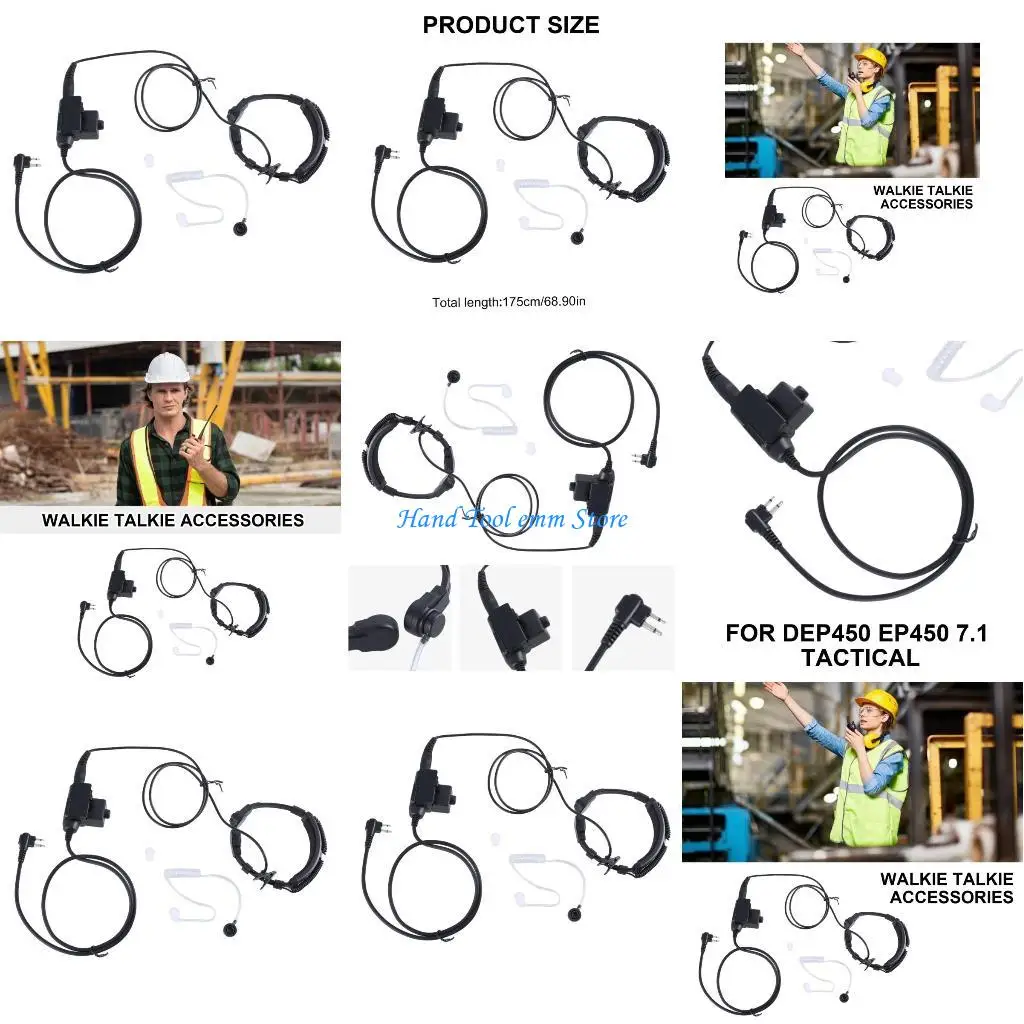 

H37F Воздушно-акустическая трубка, наушник, горловой микрофон, воздушная трубка, наушник, гарнитура, микрофонный адаптер PTT для