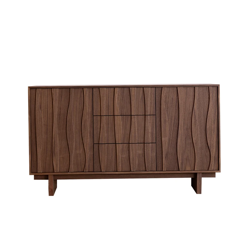 

Medieval all-solid wood dining side cabinet, black walnut chest cabinet, retro living room locker