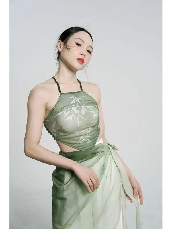 

[1773 People Collected]Short Style, New Chinese Style Suspender, Classical Dance, Chinese Style, High Elasticity Mesh, Elegant