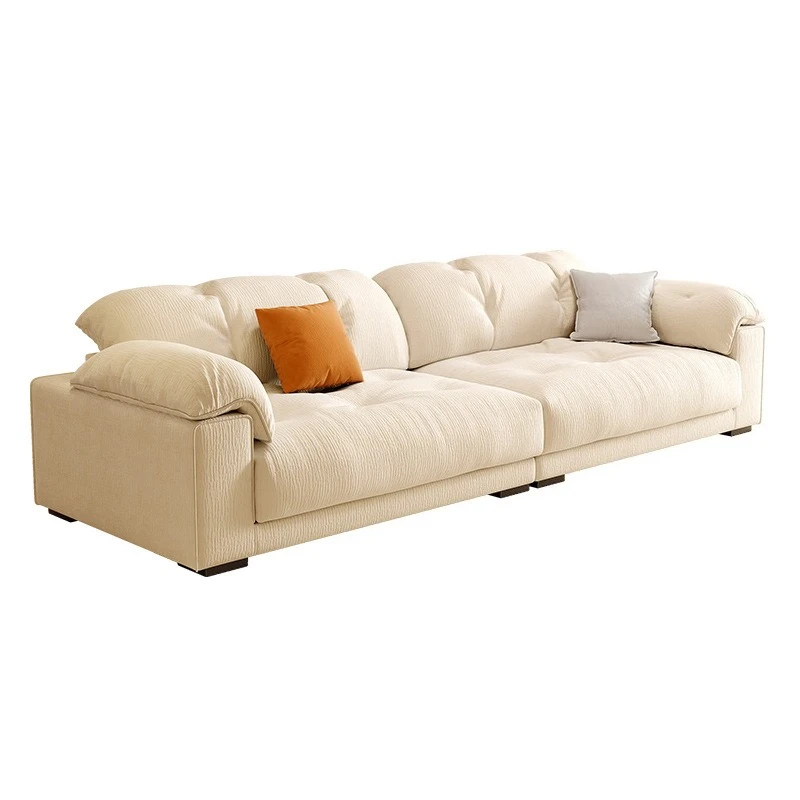 French cream style sofa household three-person straight row small apartment living room removable and washable cloud fabric sofa