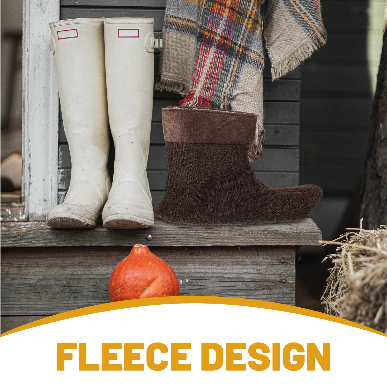 

1Pair Rain Boot Liners Cotton Warm Insole for Men Waterproof Shoe Insert for Hiking Fishing Outdoor Winter Activities