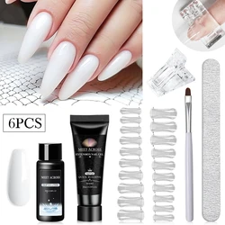 MEET ACROSS 20ML Nail Extension Gel Kit Quick Building Hard Gel Acrylic Crystal White Nude Construction UV Gel Nail Polish Set