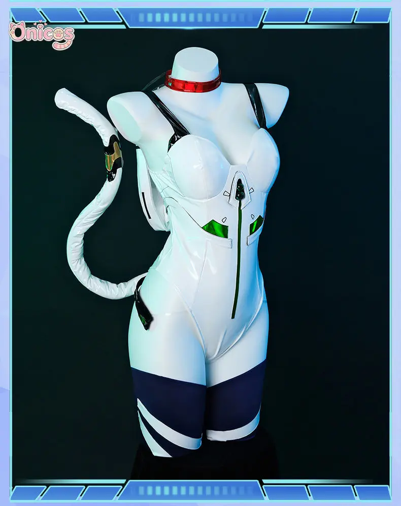 Ayanami Rei Cat Ear Anime Cosplay Costume  Sexy and spicy girl style High fork tight fitting jumpsuit Onicos view 2