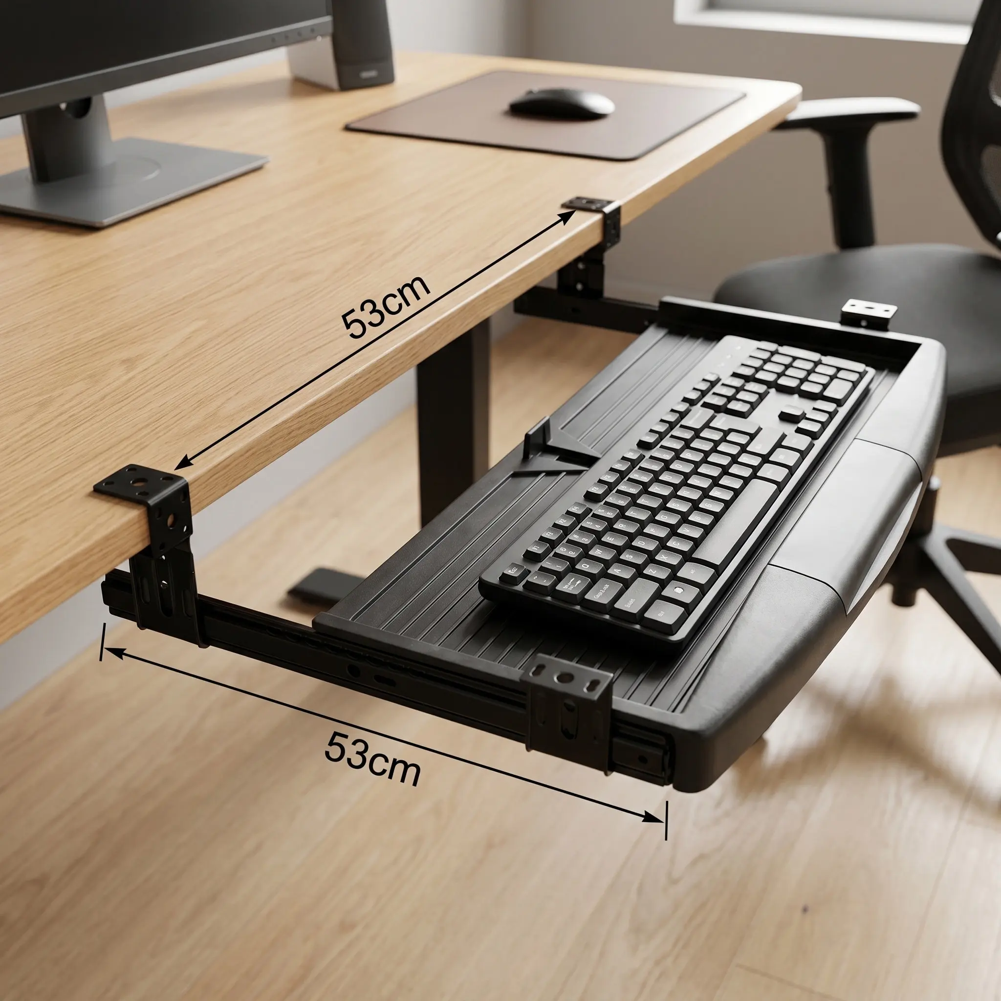 Plastic Metal Keyboard Storage Tray Drawer Type Organizer Under Table Office Desk Small Size Slide Out