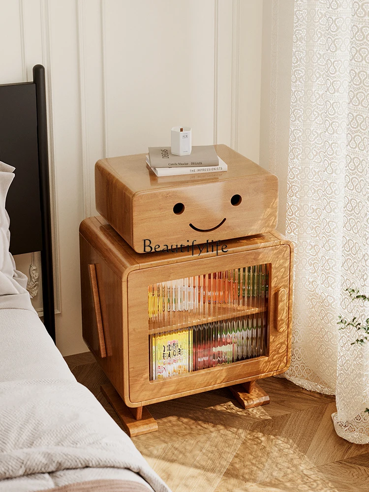 Robot Bedside Table Wood Color Simple Modern Walnut Creative Locker