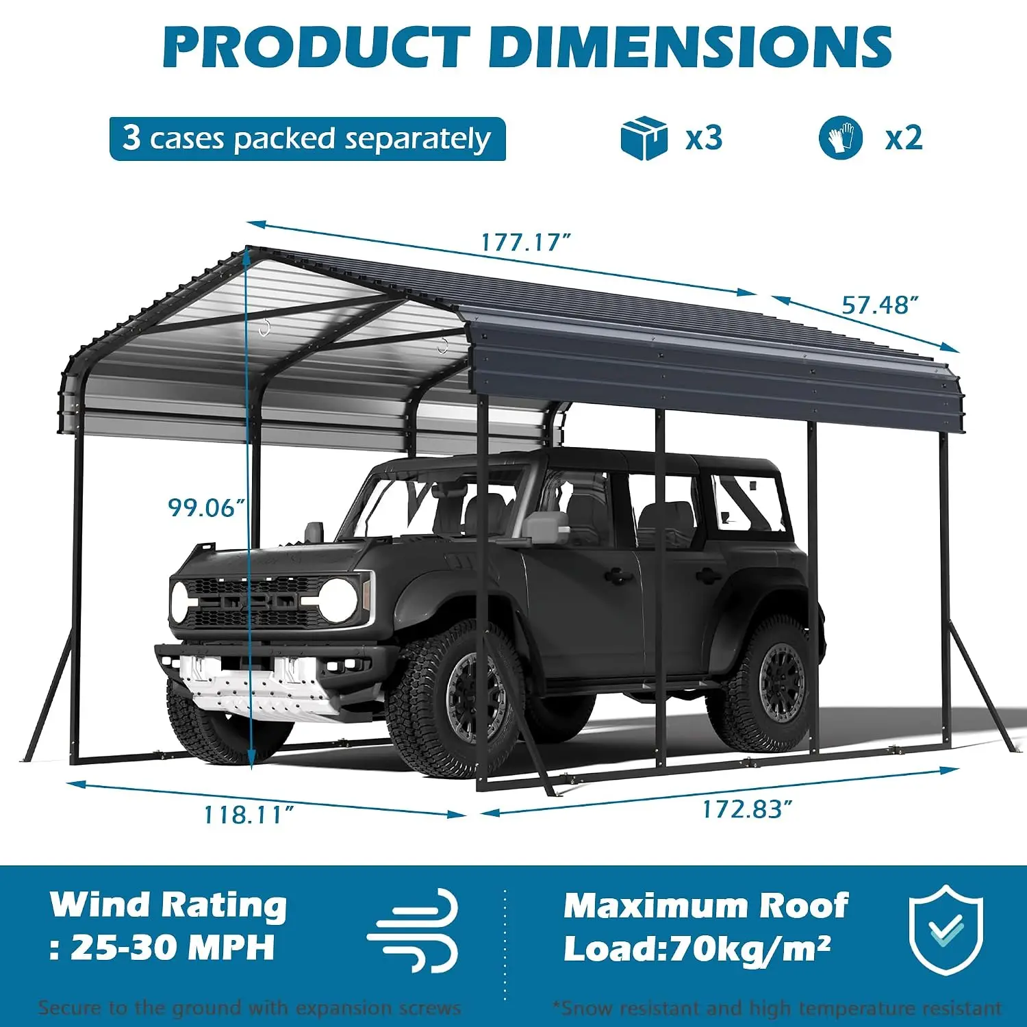 Heavy Duty Metal Carport with Galvanized Steel Roof, Multi-Use Outdoor Portable Shelter for Car Boat Pickup Tractor, Customized