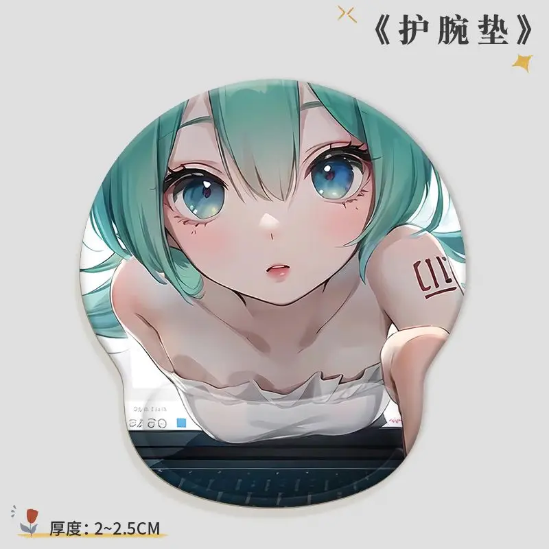 Hatsune Miku Anti-slip Office Mouse Pad Cute Cartoon Peripheral Sweet Personality Wristband Thickened Computer Keyboard Rest view 3