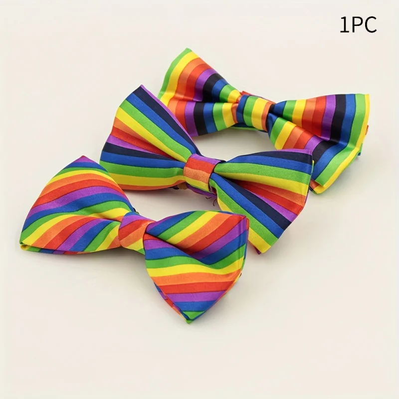 

Colorful Striped Bow Tie for Men and Women Rainbow Flag Groom Best for Man Wedding Fashion Casual Bow Tie LGBT Bow Tie