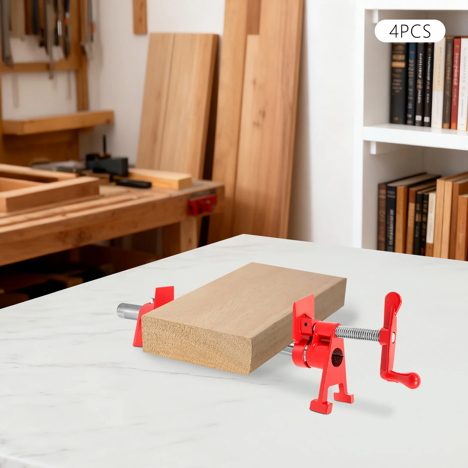 

3/4" 4 Pack Heavy Duty PRO Cast Iron Wood Gluing Pipe Clamp Quick Release Wide Base Reliable Strong Woodworking Clamps