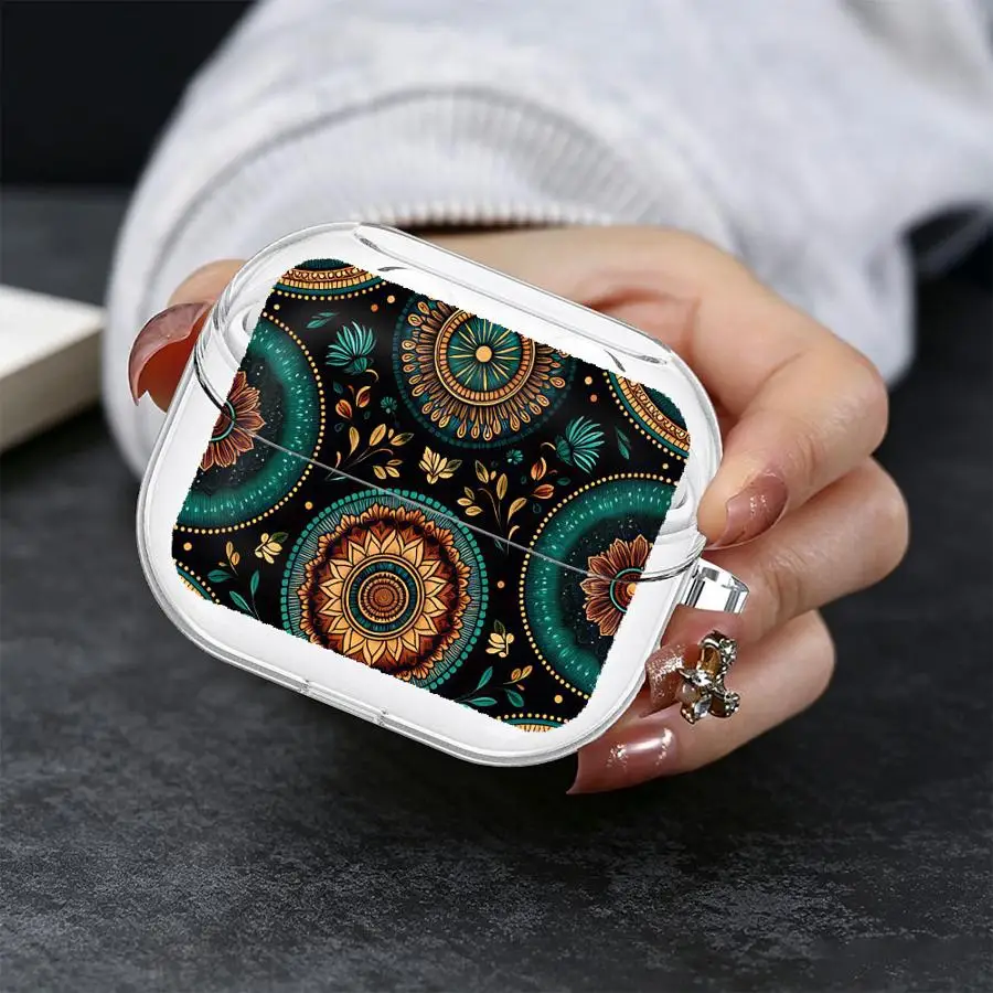 Case For Samsung Galaxy Buds 3Pro 2Pro 4 Pro 2 3 FE 4Pro Live Clear Earphone Cases Cover With Hook Flower Marble Print