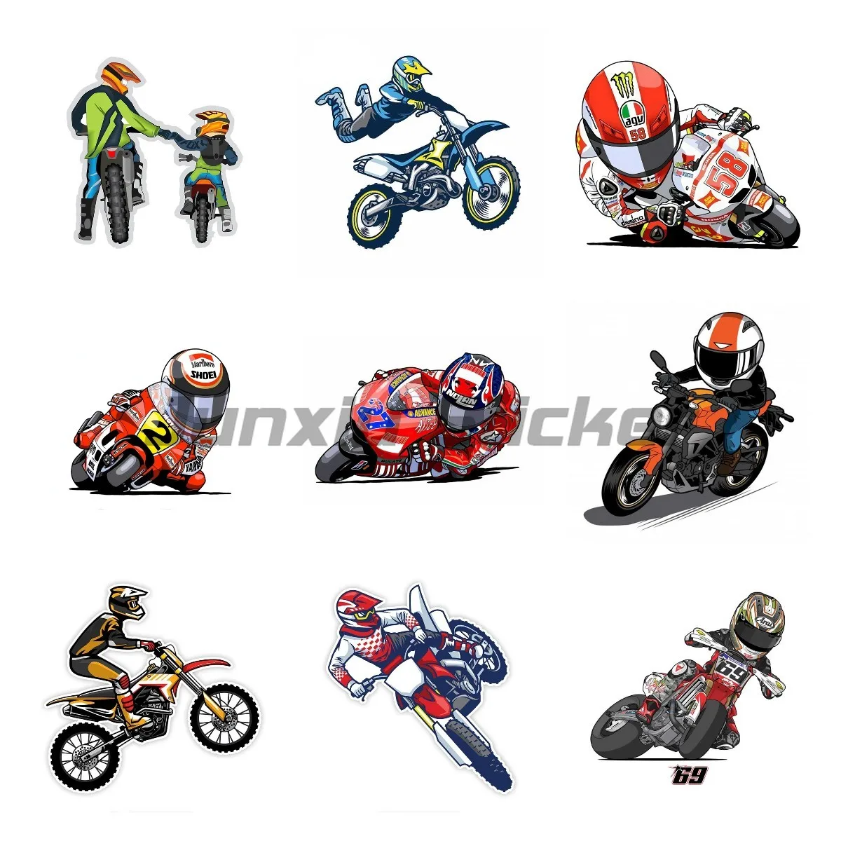 Motocross Rider Doing Trick Decal Vinyl Car Sticker 3D Funny Anime Motorcycle Car Bumper