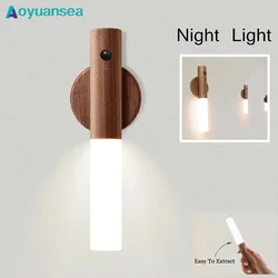 Aoyuansea LED Night Light Motion Sensor Lights Indoor Magnetic Portable Lamp Charge For Hallway Bedroom Wardrobe Table Stairwell