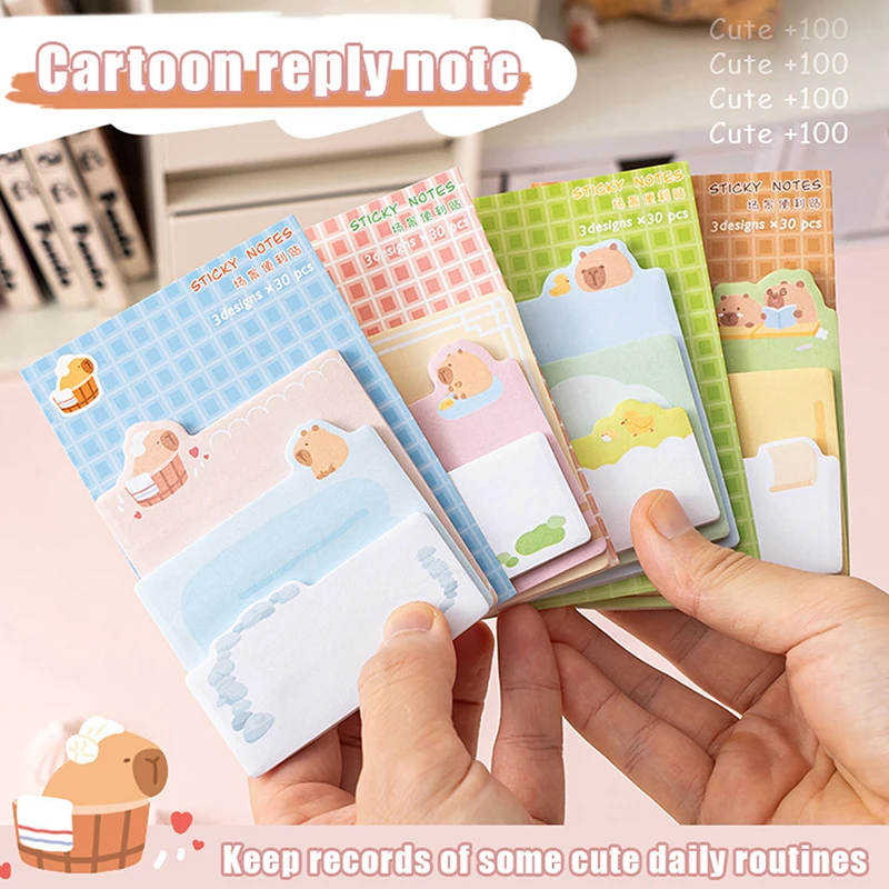 90 Vellen Cartoon Schattige Plakbriefjes Kawaii Speciaal Gevormde Stickerbericht Kleverige Leerling Briefpapier School Kantoorbenodigdheden