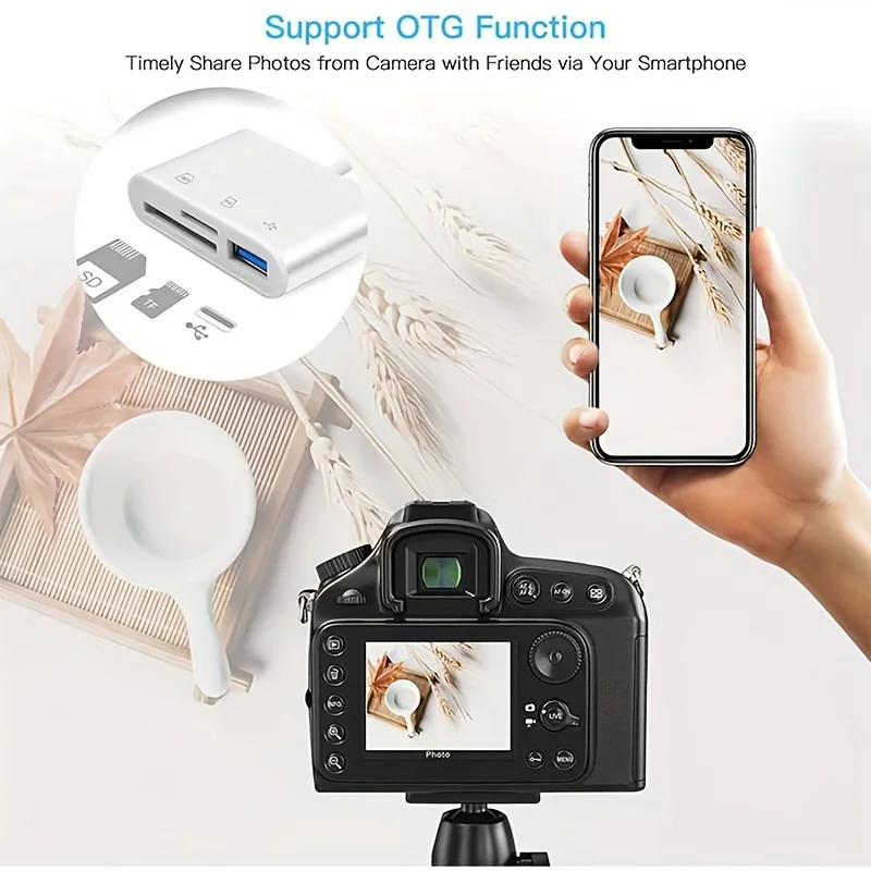 3 In 1 Adapter Type-C, TF, CF, SD, Memory Card Reader, Recorder, Compact Flash USB-C, easy to plug and remove
