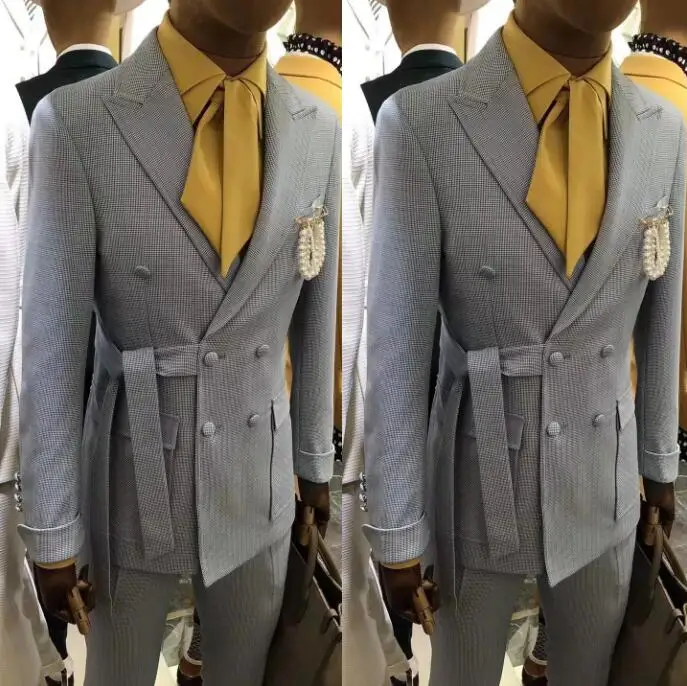 Latest Design Fashion White Slim Fit Belt Custom Large Casual Party Business Wedding Suits Men Formal 2-piece jacket+pants