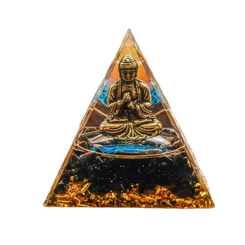 Natural Stone Energy Generator Orgone Pyramid Amethyst Peridot Healing Crystal Reiki Chakra Meditation Tools Ornament Decoration