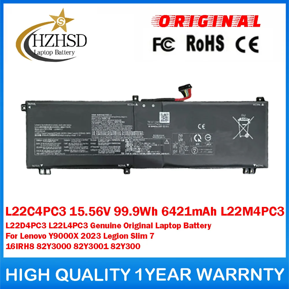 L22C4PC3 15.56V 99.9Wh 6421mAh L22M4PC3 L22D4PC3 L22L4PC3 Genuine Original Laptop Battery For Lenovo Y9000X 2023 Legion Slim 7