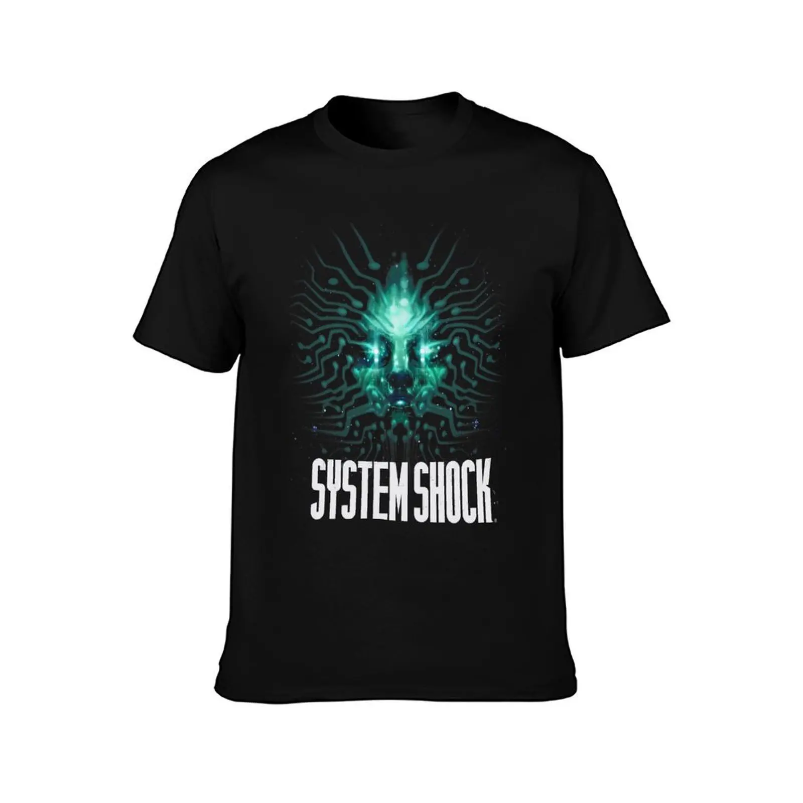 System Shock T-Shirt, Summer Casual Cotton Tee, Oversized Streetwear Tops, Vintage Graphic Print, Loose Fit Short Sleeve