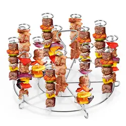 Stainless Steel BBQ Skewers Vertical Air Fryer Rack Air Fryer Grill Set Detachable 15 Baking Skewers Sticks Kitchen Tools