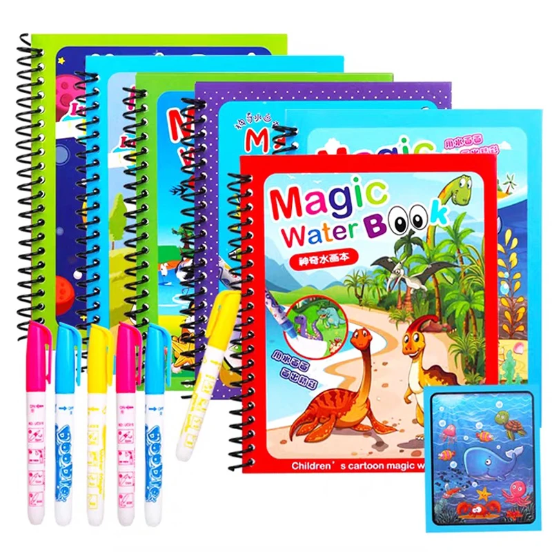 Magical Book Water Drawing Montessori Toys Reusable Coloring Book Magic Water Drawing Book Sensory Early Education Toys for Kids