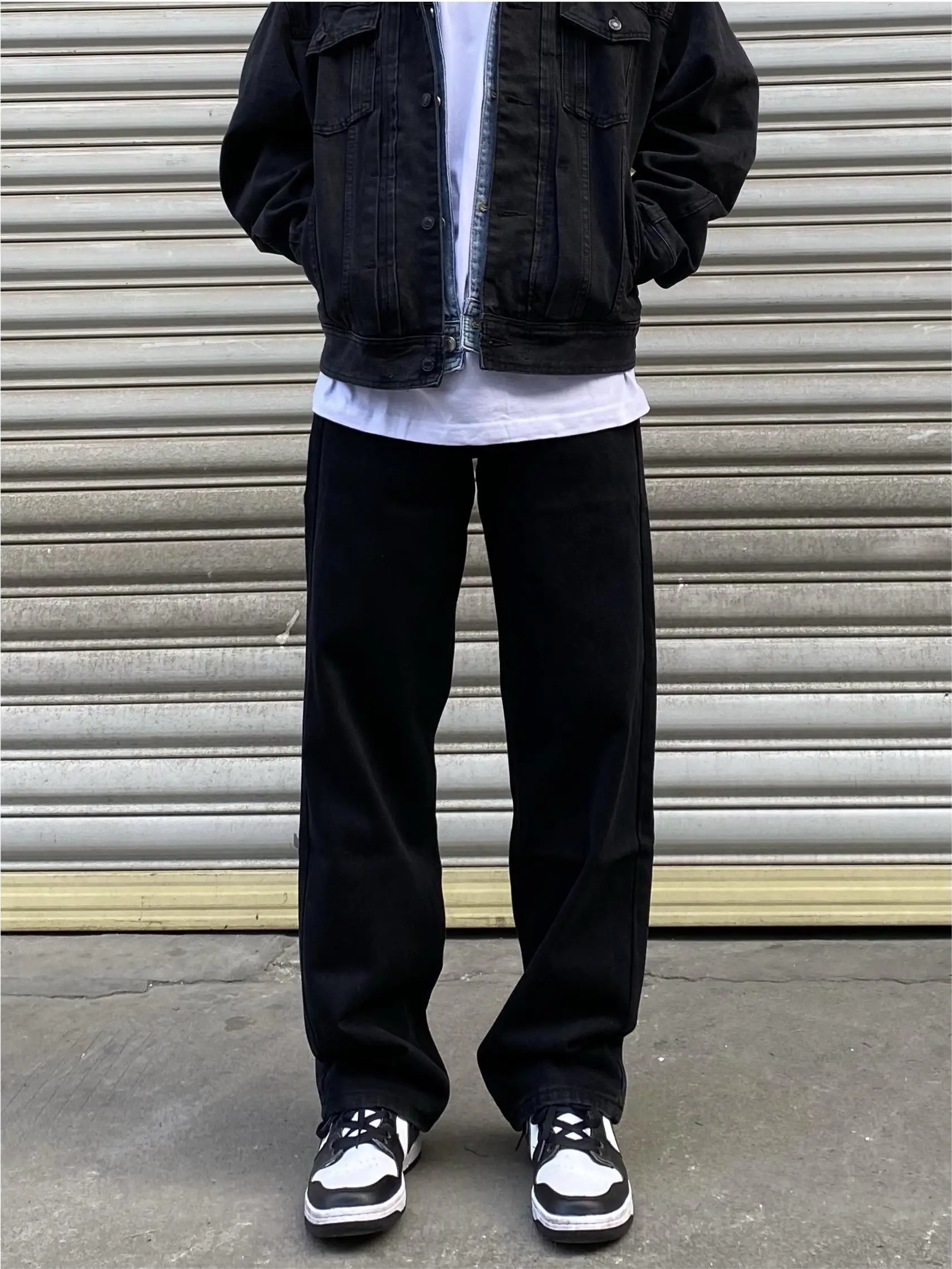 

Retro American Vintage Bla Straight Leg Jeans Men's Women's Casual High Street Long Pants Wide Leg Floor Length