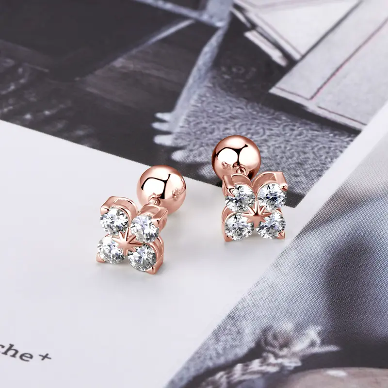 OXTAO Certified Moissanite Lucky Four-leaf Necklaces Earrings Bracelet for Women 100% S925 Silver Jewelry Accessory Sets - Image 42