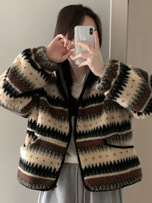 

Корейское пальто из овчины с теплой воздушной женской зимней верхней одеждой Design ort Svel Jaet для молодых женщин