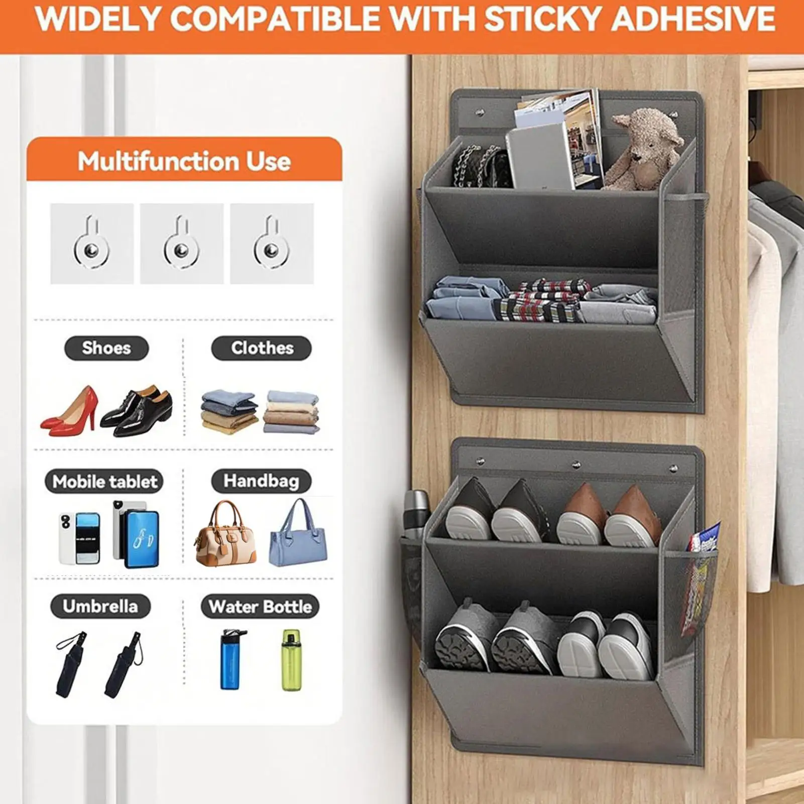 RV Schuhaufbewahrung Wand-Schuhregale Platzsparender Organizer Selbstklebender Halter für Waschküche, Badezimmer, Schlafzimmer, Eingangsbereich, Wohnheim, Abstellraum