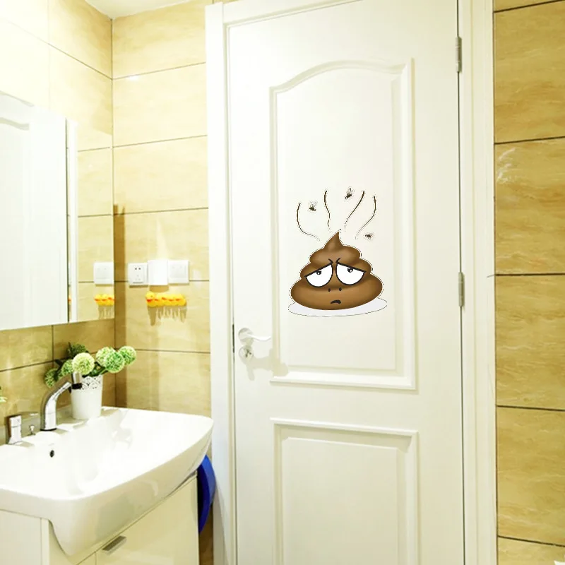 Funny Poop Toilet Stickers Vinyl Decals Wall Sticker Cute Poo Removable Waterproof Home Decoration Poster