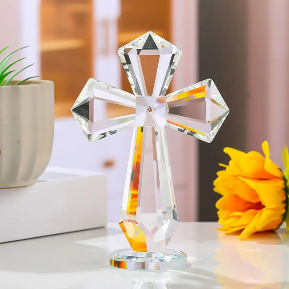 الإبداعية AB اللون كريستال الصليب زخرفة الدائمة اليدوية الصليب المسيحي الحرف الصلبان الرائعة تمثال هدية الدينية #5