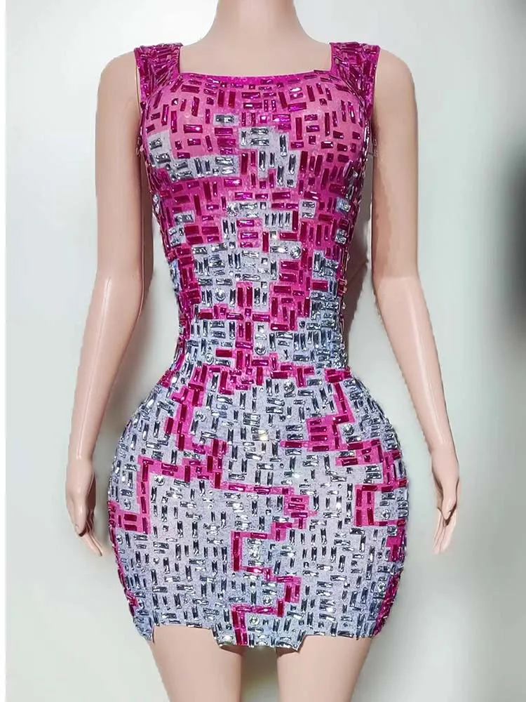 

Высокое качество, горячее тиснение и блокировка цветов, сексуальное эластичное платье-жилет, новинка 2025, модная женская одежда на заказ