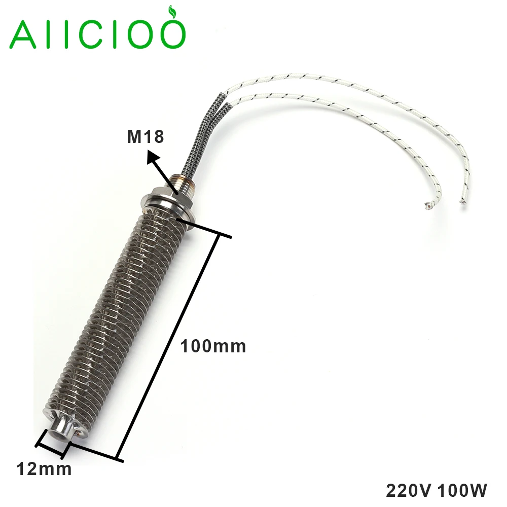 AIICIOO M18 Fin Heater for Air 220v Tubular Heating Element SUS304 Cartridge Heater Dry Burning Heater 100w/200w/300w/400w/500w