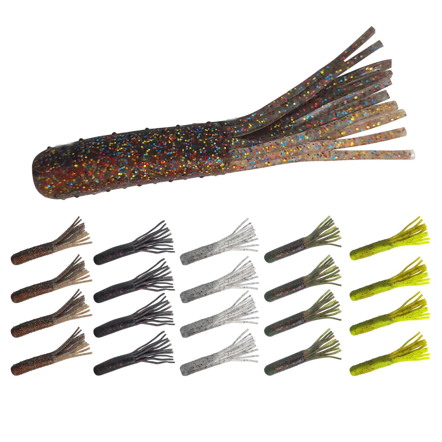 Aventik Tube Baits Weiche Köder Wurm-Köder für Bass-Angeln mit Tube Jig Köpfen Süßwasser Salzwasser Kunstköder