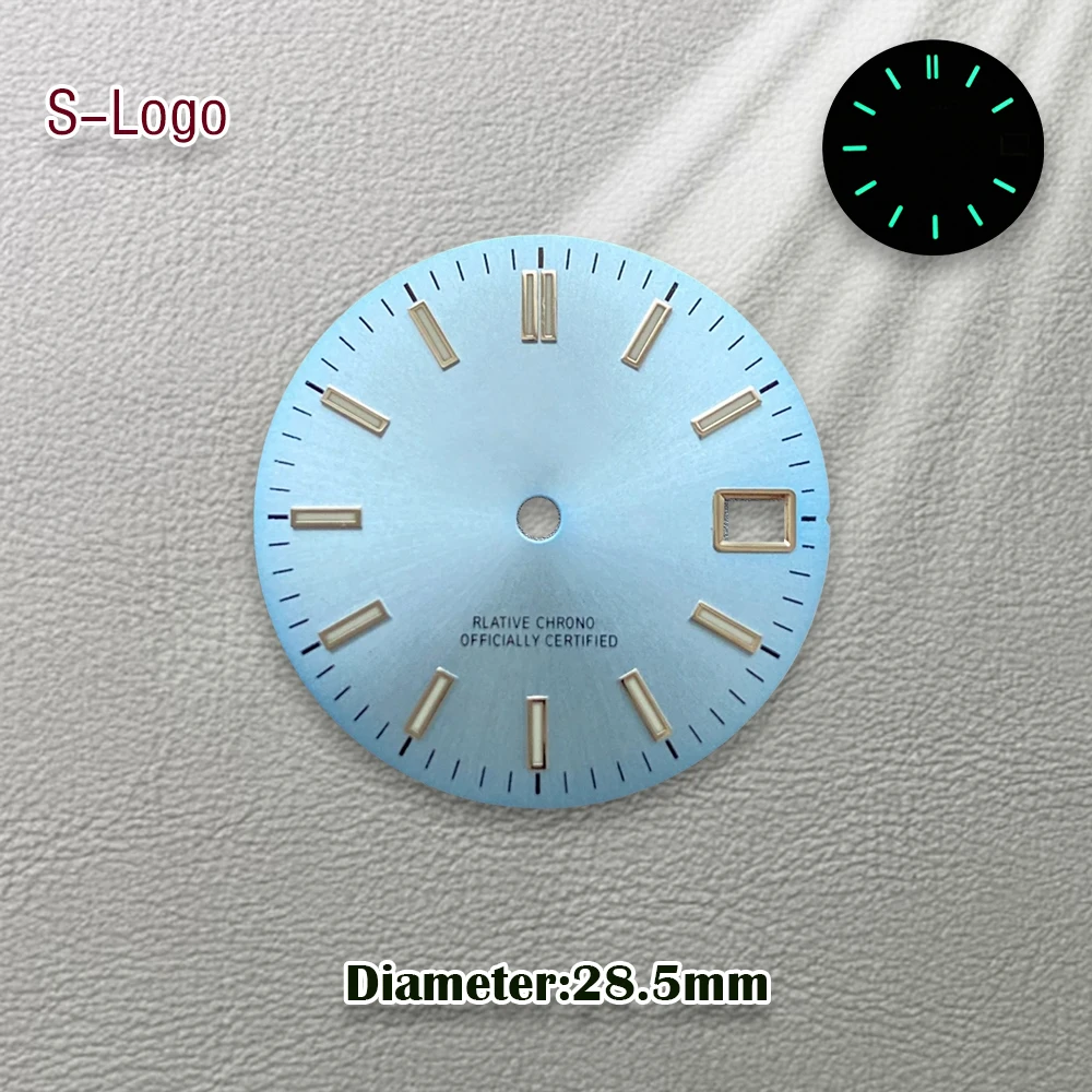 28.5mm S Logo SUB NH35 Dial Fit NH35/NH36/7S/4R Japanese Movement Green Luminous High-Quality Watch Modification Accessories