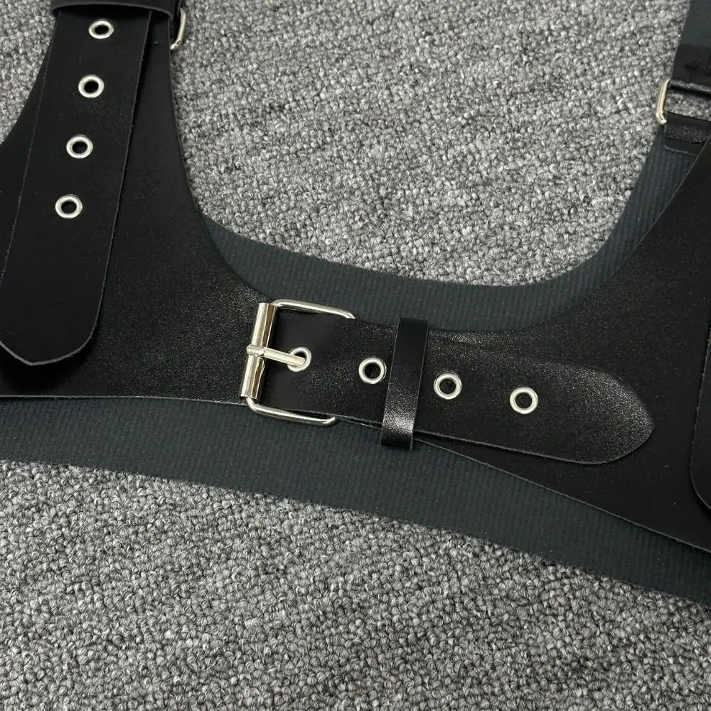 Espartilho cinto u arnês de couro superior cintura larga couro punk cinto peito espartilho ajustável estilo rua gótico suspender
