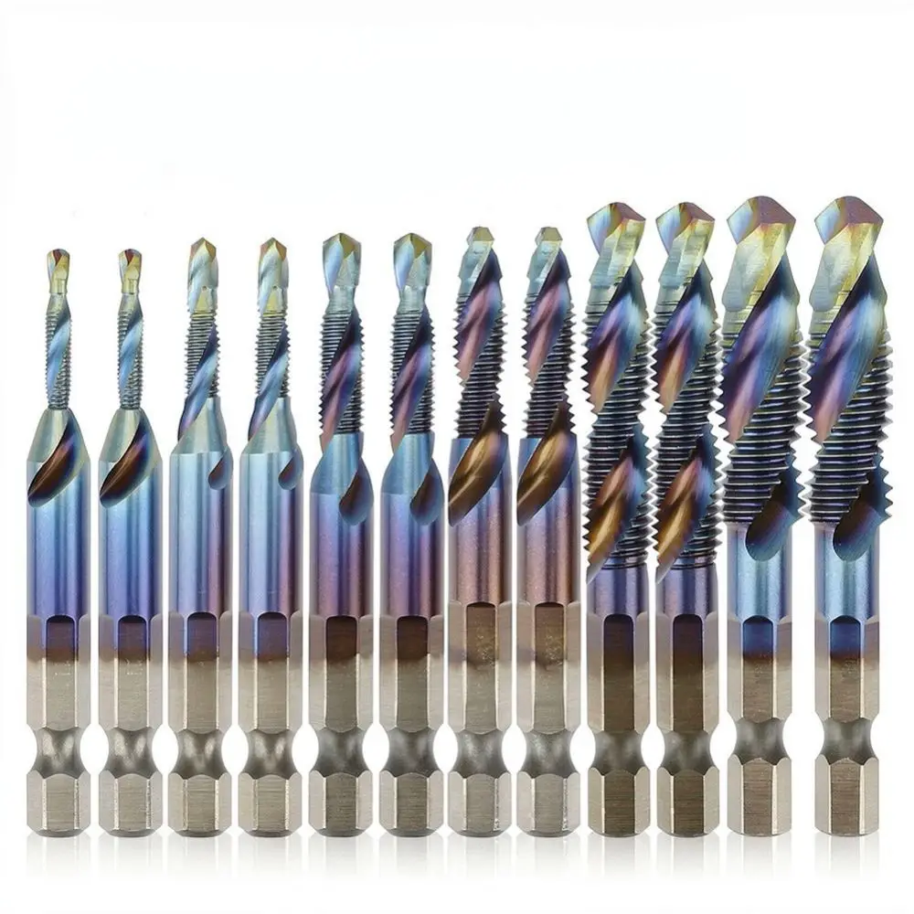 Integrated Drill Tap Bit Set Hex Shank Threading Tapping Tool For Metal Processing Drilling Deburring Countersink