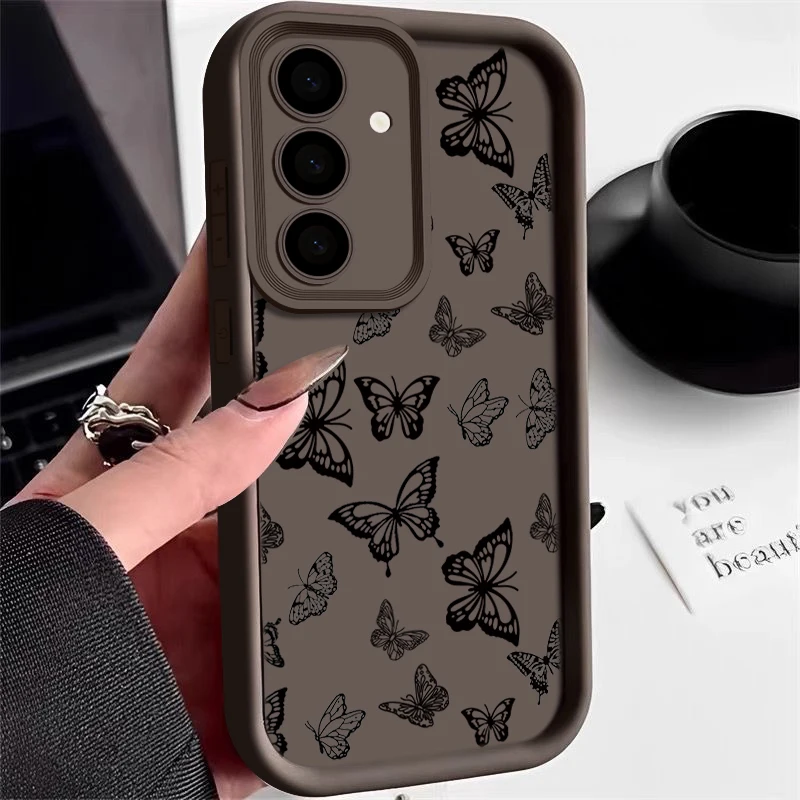 Stoß feste Zeichnung Schmetterlings etui für Samsung Galaxy S23 S24 Ultra A55 A54 5G A53 A52 A14 A34 A15 A35 S20 Fe S21 S22 Ultra Capa