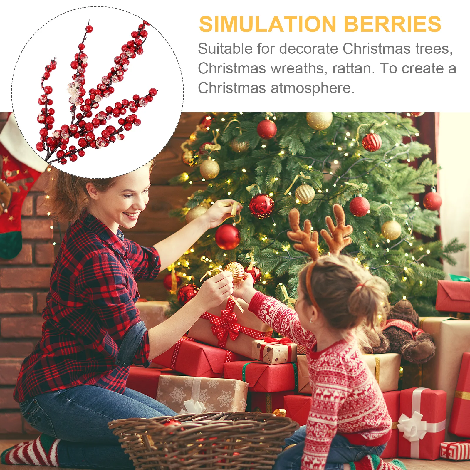 

2pcs Realistic Simulation Berries Faux Plant Decor Xmas Home Party Decoration Plastic Foam Artificial Branches naments DIY Gift