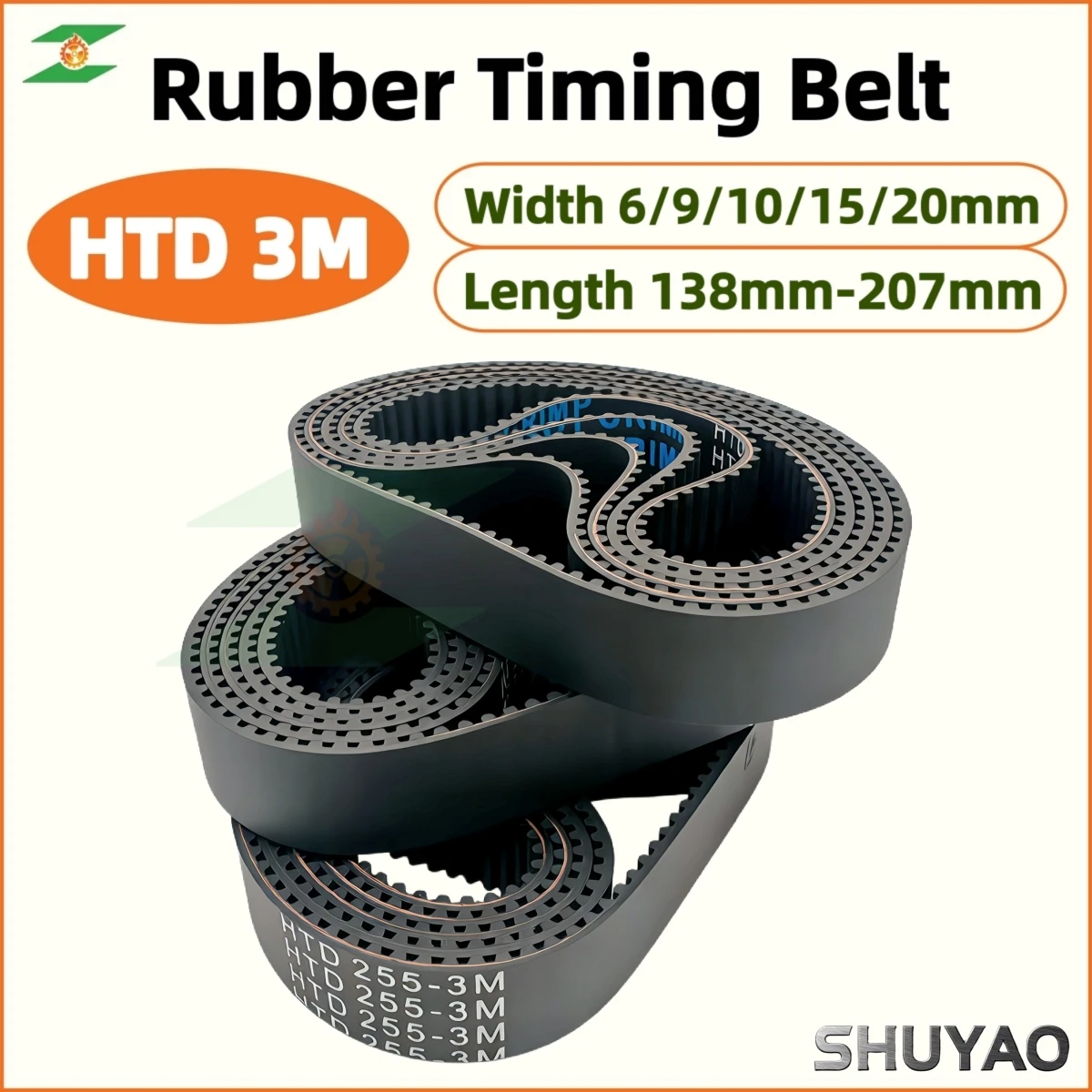 HTD 3M Timing Belt Length 138 141 144 180 192 228 240 243 252 255 273 276 279 282 288mm Width 6/10/15mm for 3D Printer CNC Parts