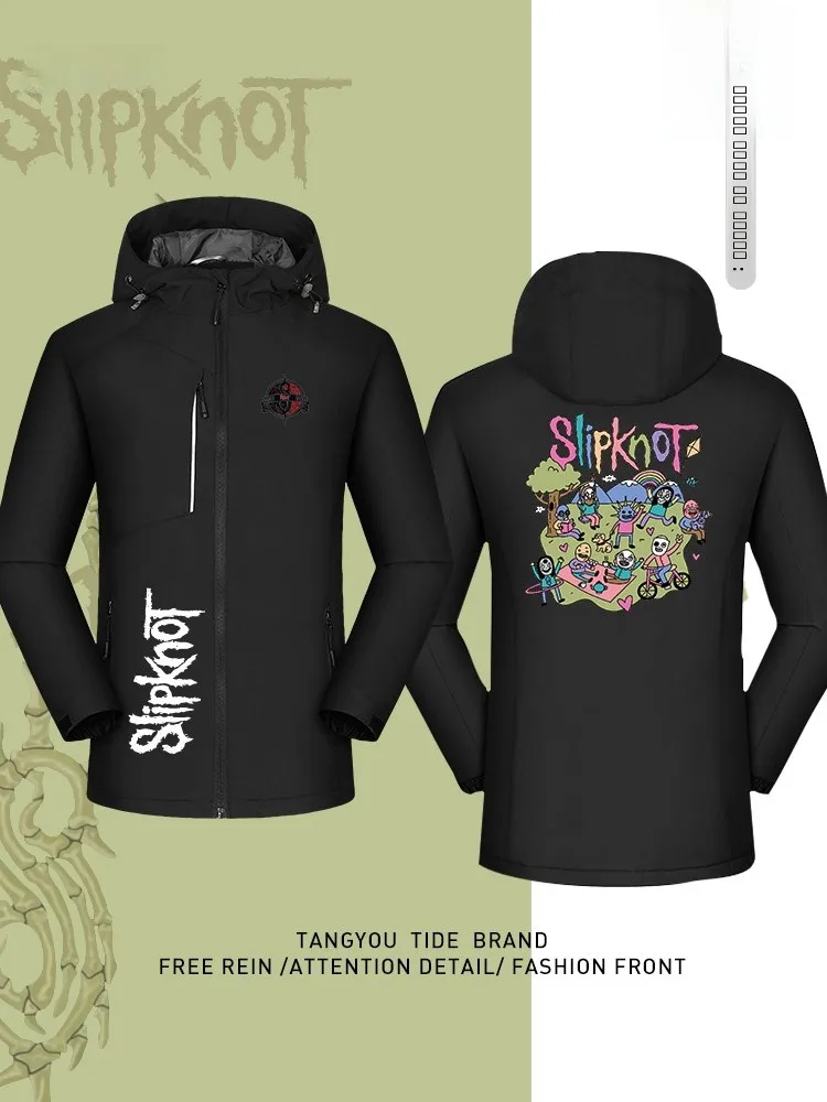 

Heavy Metal Rock Band Music Festival Autumn Winter Jacket Men's Downproof Coat Hooded Zipper Standard Fit Youth Fashion Cotto...