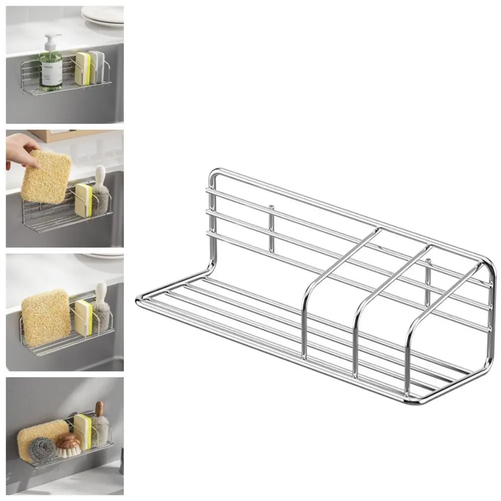 

Wall Mounted Sink Storage Rack Space Saving No Drill Sink Drain Rack Rustproof Stainless Steel Sponge Hanging Rack Countertop