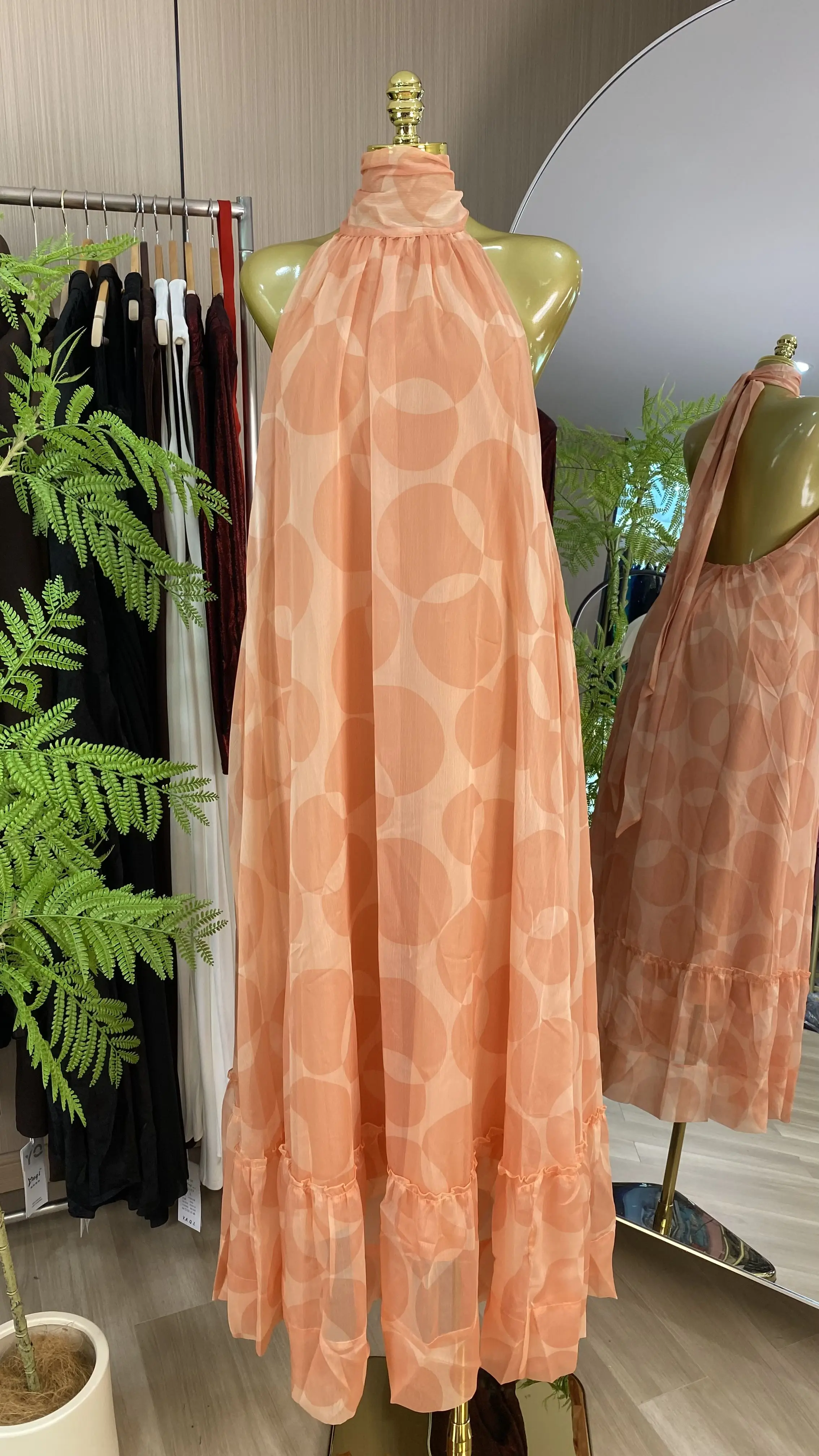 High-quality women's boutique sexy sleeveless evening dress loose maxi dress elegant party backless long dress-GZXX808