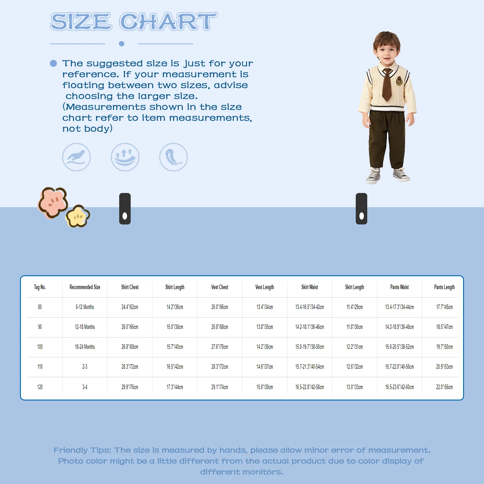 سترة متماسكة على طراز Preppy للأطفال الصغار مع ربطة عنق قميص وخصر مطاطي أو تنورة لربيع الخريف
